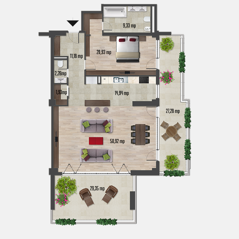 Apartament 2 camere &dash; tip 15