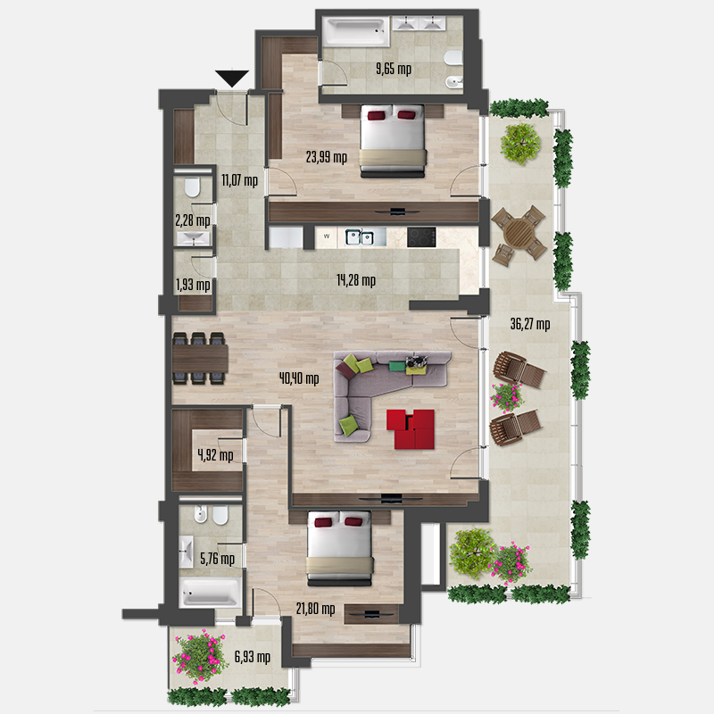 Apartament 3 camere &dash; tip 8